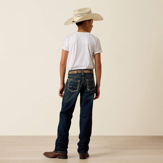 Ariat B5 Slim Boundary boys' stackable straight leg jean in Cyclone medium wash, style 10018338, view 2