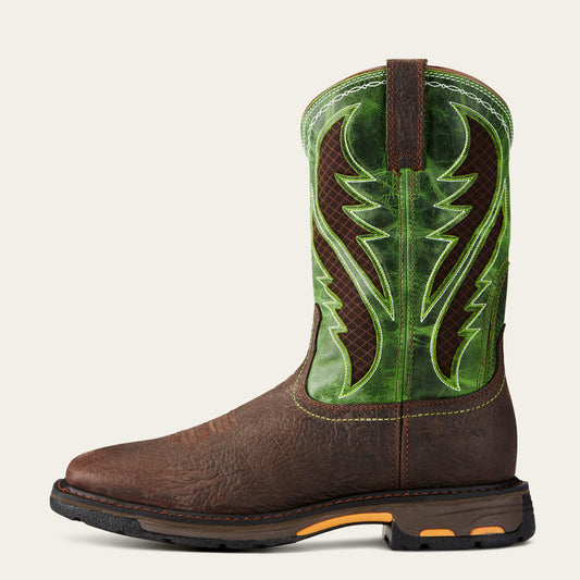 Ariat 10020083 WorkHog VentTEK work boot, outer side view showing the bruin brown full-grain leather