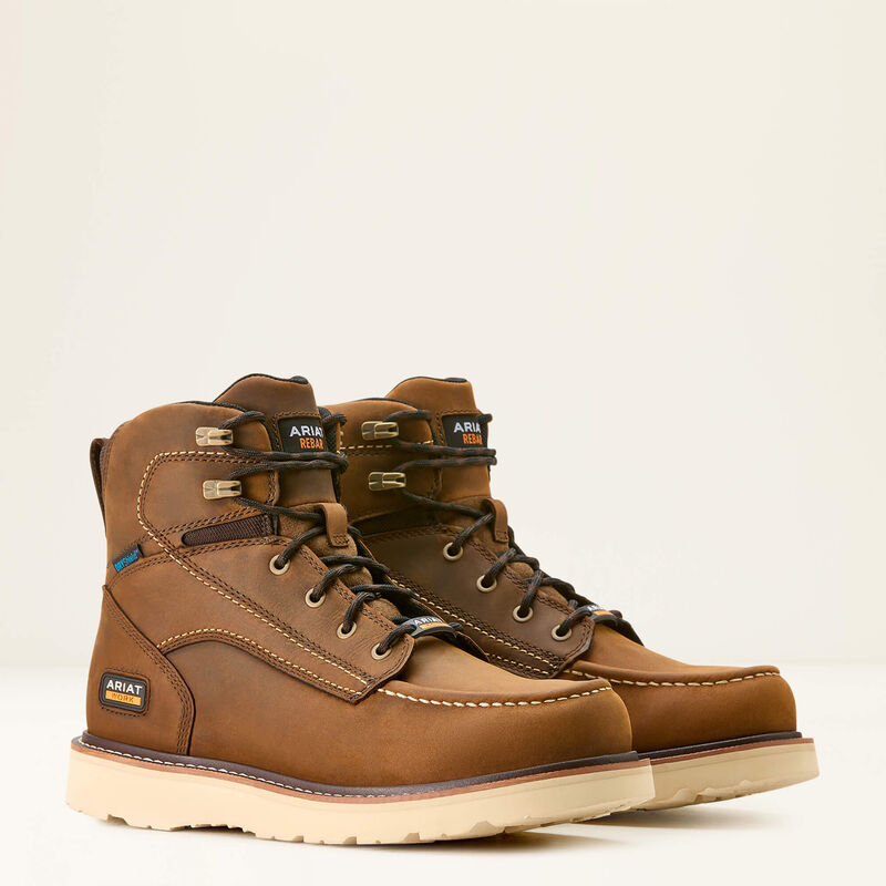 Ariat 10053614 Rebar Wedge Moc Toe 6" Waterproof Work Boot EE