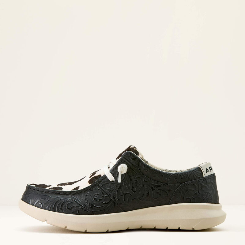 ARIAT WOMEN 10063882 Hilo Shoe BLACK FLORAL EMBOSS|BLACK AND WHITE HAIR ON