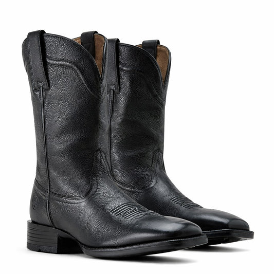 Ariat Men’s Wide Square Toe Western Boot Black (Style 10074245 - EE Wide)