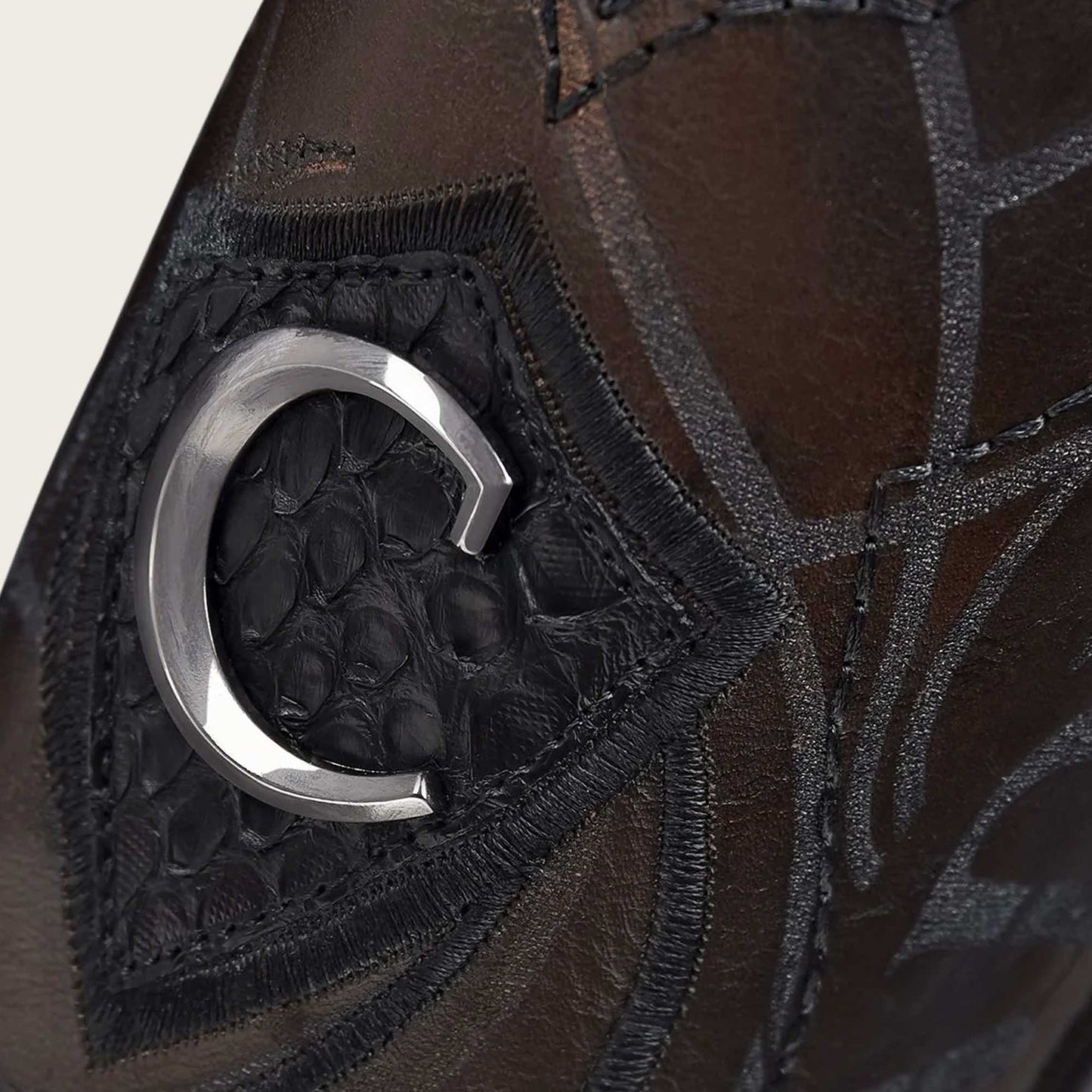 CUADRA CU607 MN PLUNGE BLACK PYTHON LASSER EMBROIDERY NARROW MODEL EE BOOT