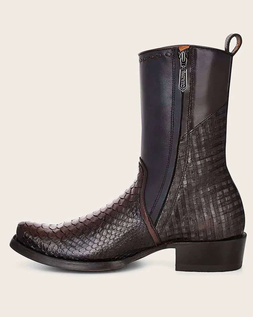 CUADRA CU557 EE MN BLACK PYTHON LASER &; WOVEN &; ZIPPER NARROW TOE 1J2DPH