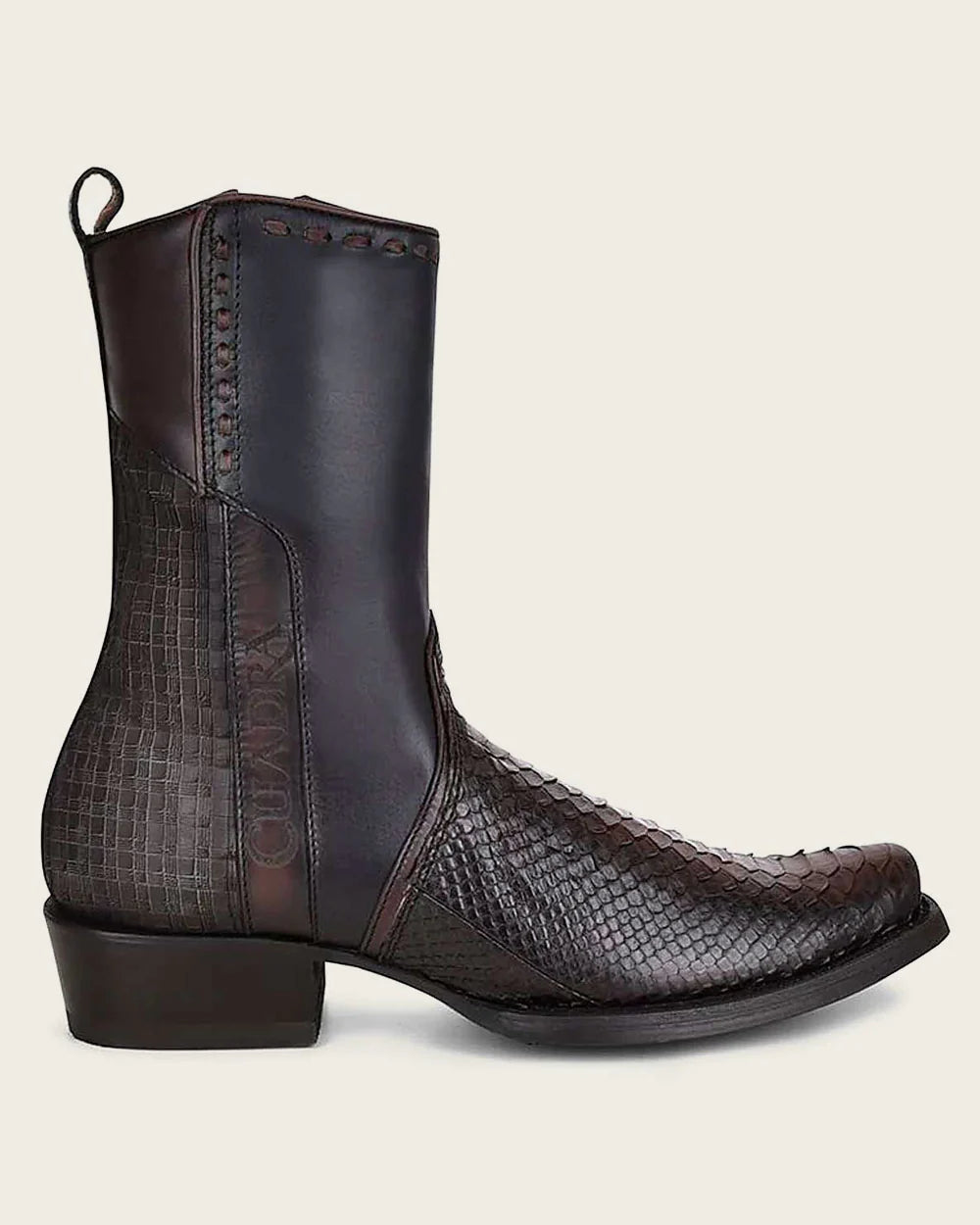 CUADRA CU557 EE MN BLACK PYTHON LASER &; WOVEN &; ZIPPER NARROW TOE 1J2DPH