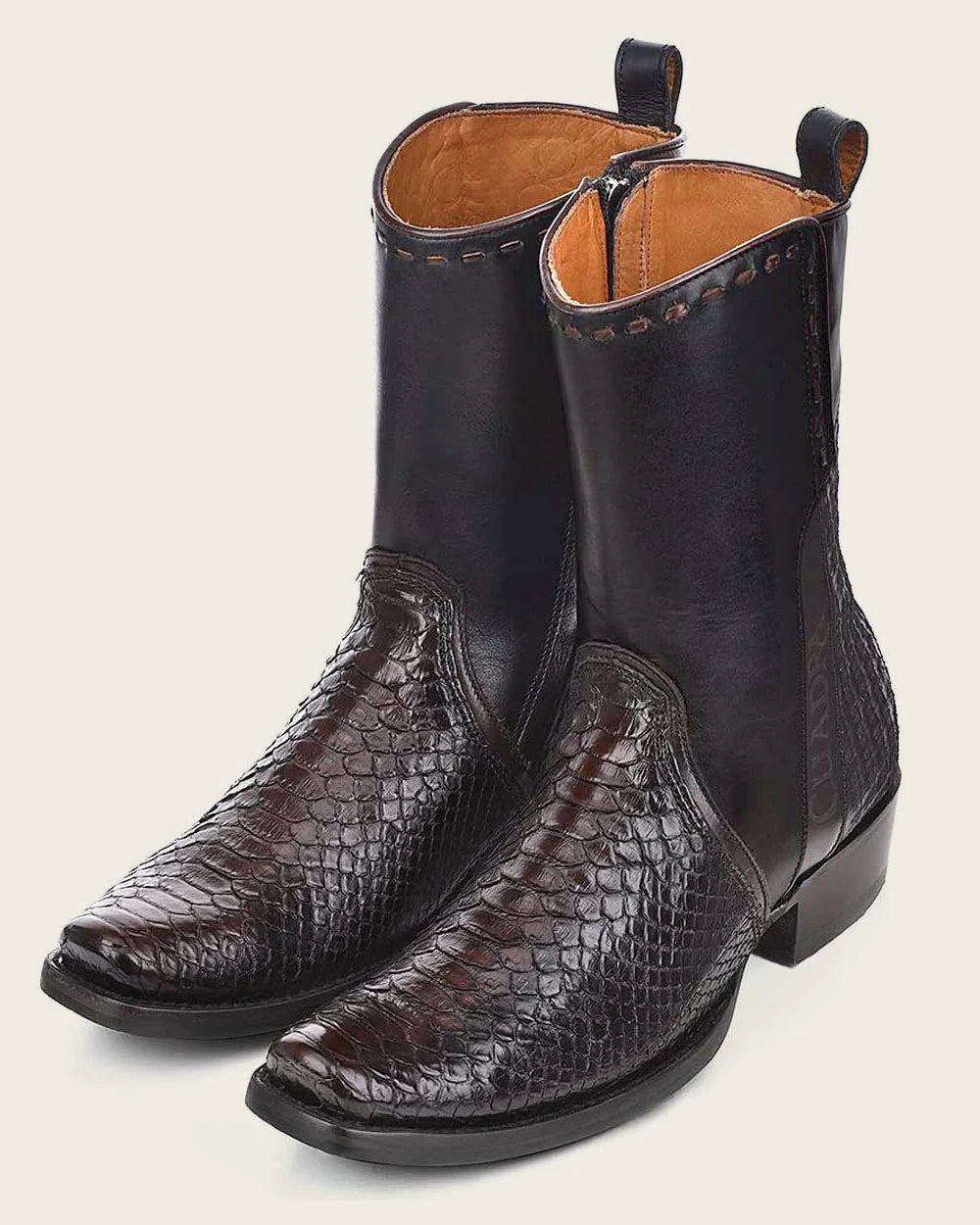 CUADRA CU557 EE MN BLACK PYTHON LASER &; WOVEN &; ZIPPER NARROW TOE 1J2DPH
