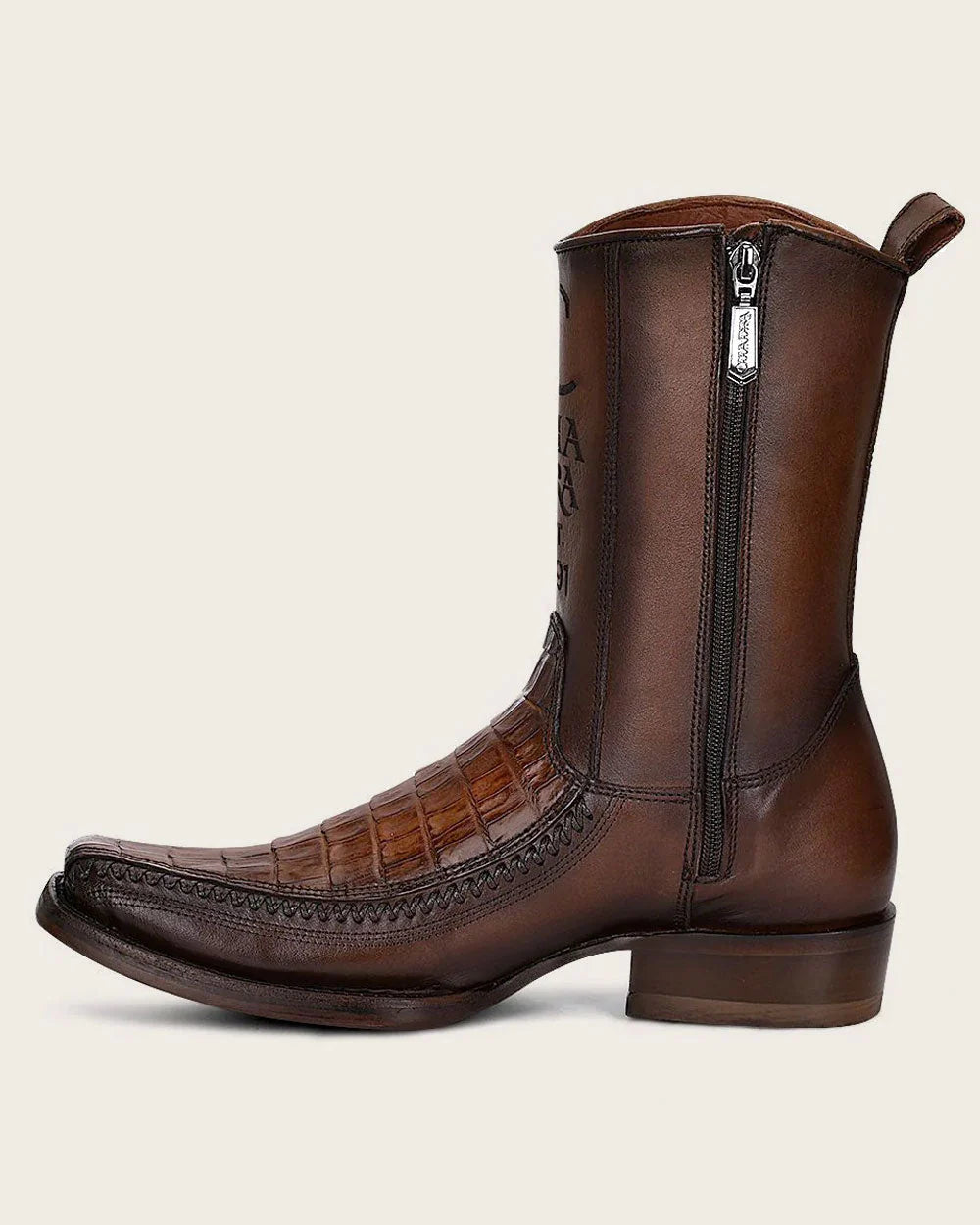 CUADRA CU698 EE MEN BROWN CAIMAN LASER & WOVEN NARROW SQUARE TOE