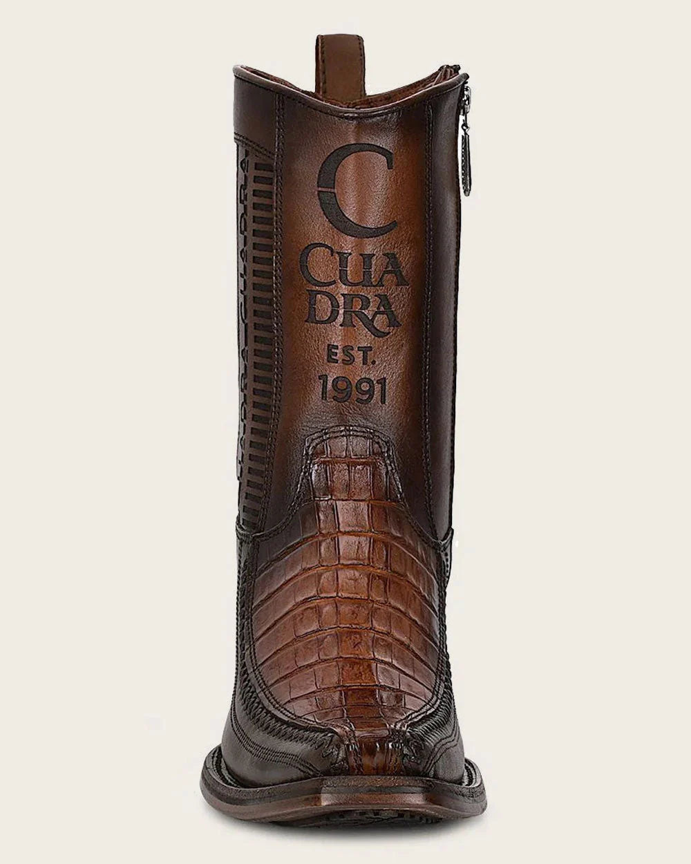CUADRA CU698 EE MEN BROWN CAIMAN LASER & WOVEN NARROW SQUARE TOE