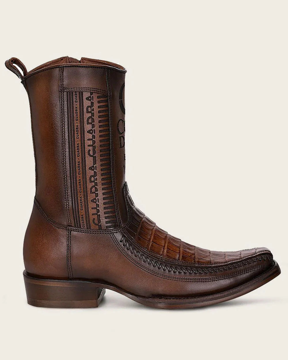 CUADRA CU698 EE MEN BROWN CAIMAN LASER & WOVEN NARROW SQUARE TOE
