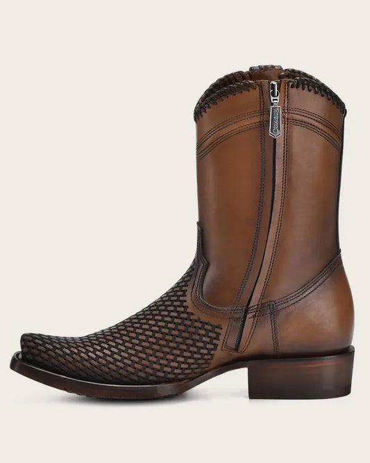 CUADRA DENVER BROWN LASER & WOVEN NARROW SQUARE TOE CU817