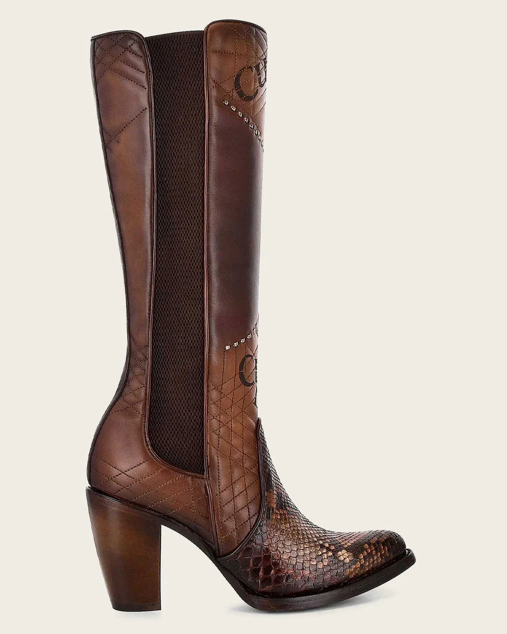 CUADRA WOMEN CU561 Tall engraved brown exotic PITON boot 3F66PH
