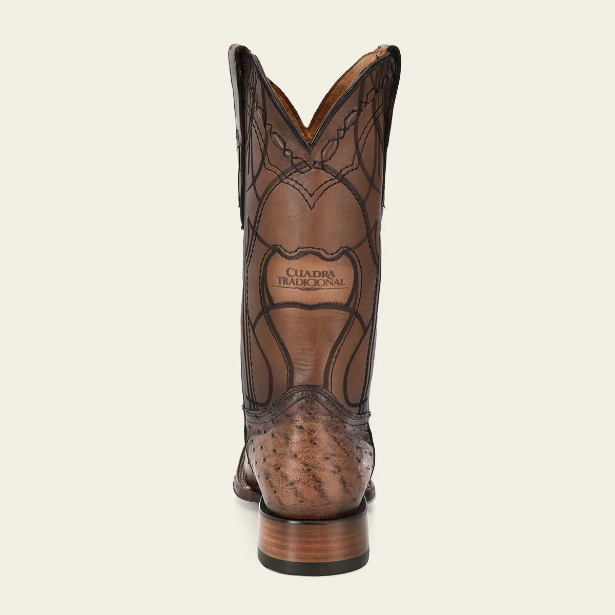 CU744 CUADRA MN LUGANO BROWN OSTRICH EMBROIDERY & LASER 3Z2LA1