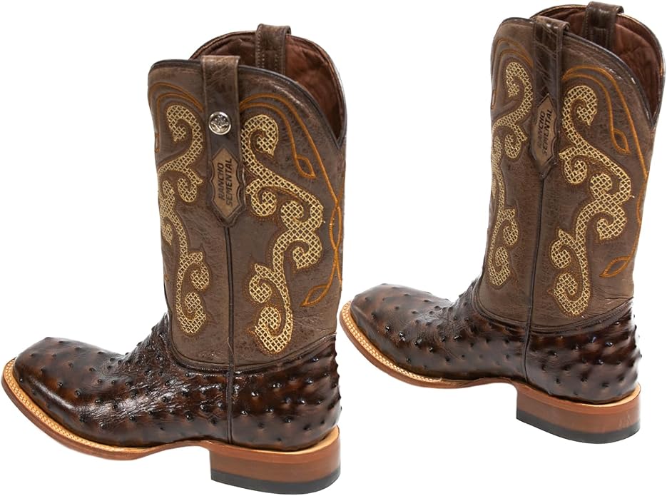 Cowboy Boots Ostrich Print Brown/Brown Top - RSP203111