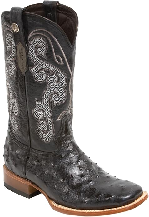 Cowboy Boots Ostrich Print Black/Black Top - RSP203121