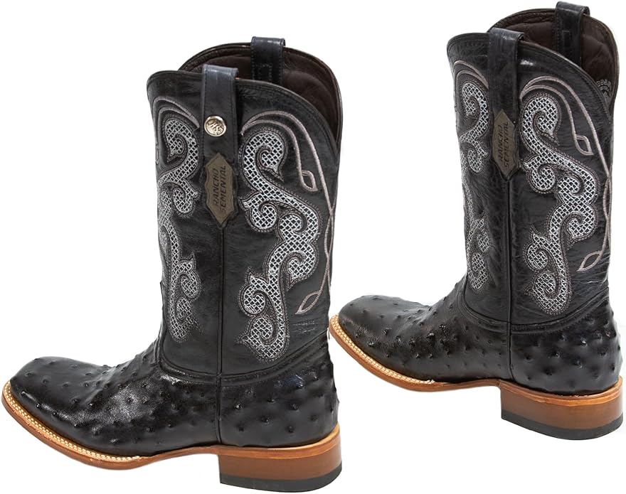 Cowboy Boots Ostrich Print Black/Black Top - RSP203121
