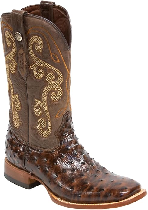Cowboy Boots Ostrich Print Brown/Brown Top - RSP203111