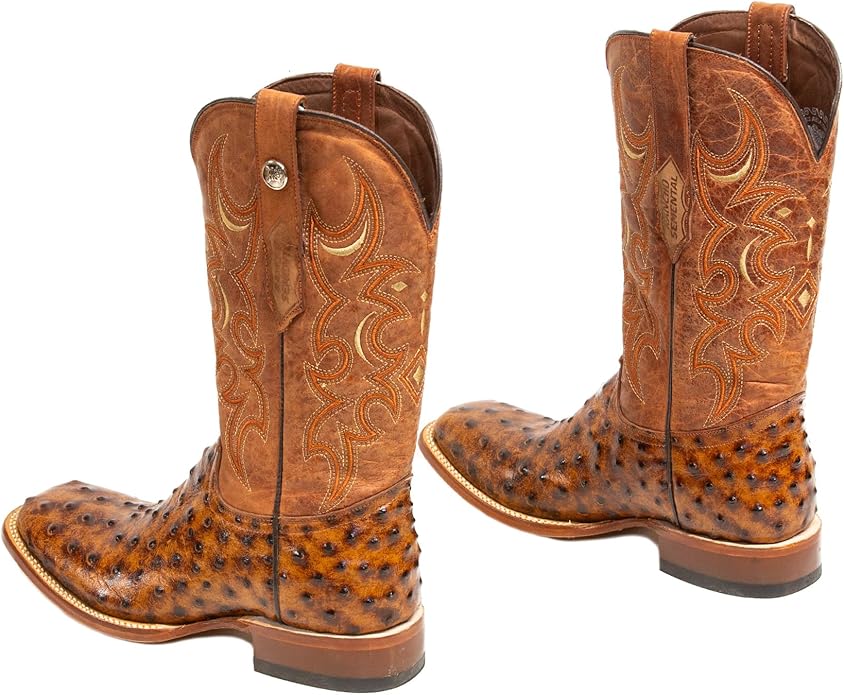 Cowboy Boots Ostrich Print Rustic Cognac/Cognac Top - RSP203109