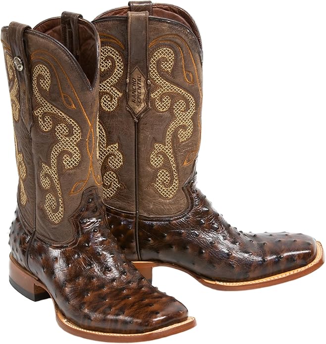 Cowboy Boots Ostrich Print Brown/Brown Top - RSP203111