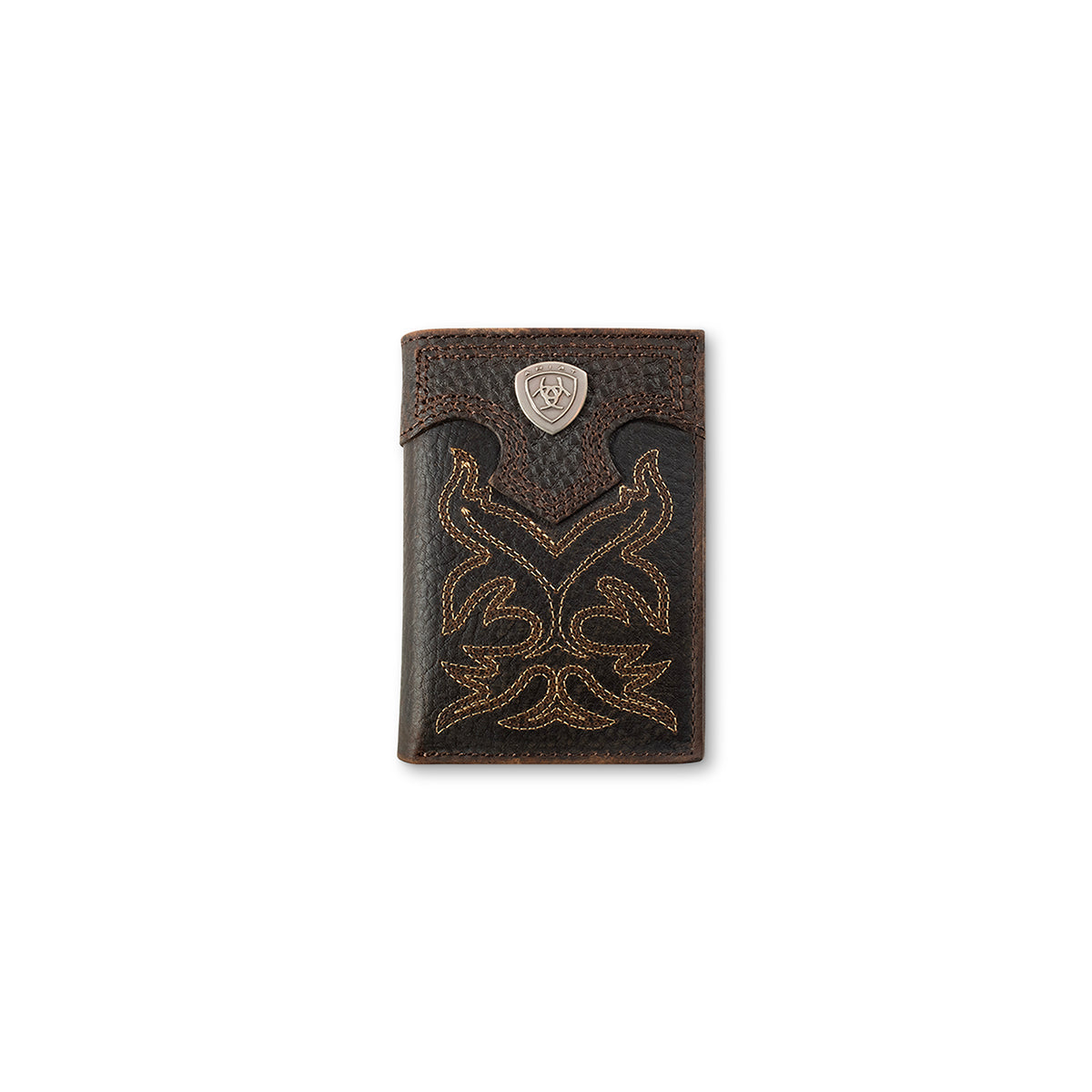 Ariat Men's Brown Boot Stitch Shield Trifold Wallet A3511002