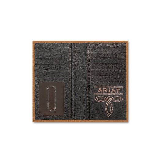 Ariat Men's Medium Brown Ariat Flag Embossed Rodeo Wallet A3569944