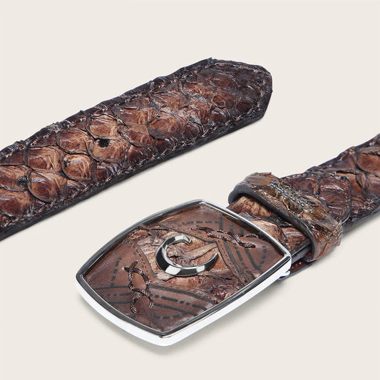 Cuadra Men's Western Honey Belt in Poisson Leather