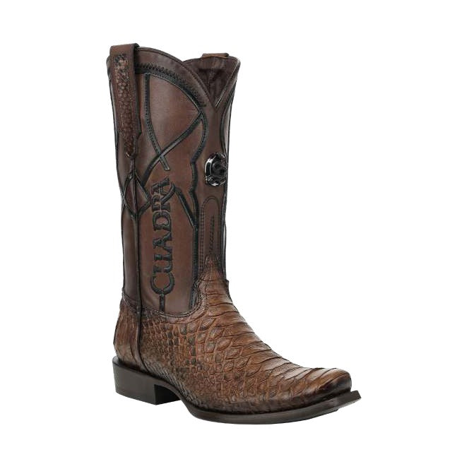 Cuadra CC483 men's honey python embroidery, laser and woven narrow square toe western boot