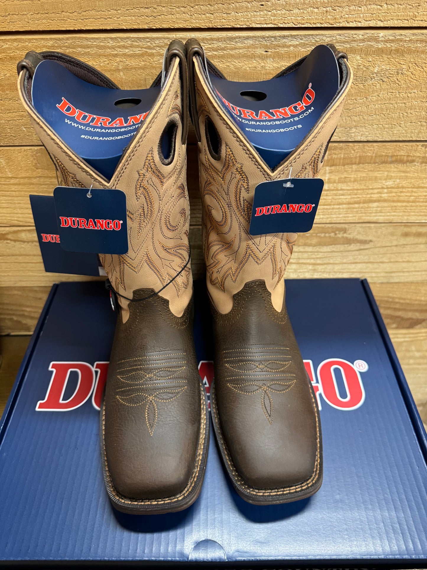 DDB0498 W MEN BRN 11" WSTRN COFFEE AND BONE WIDE