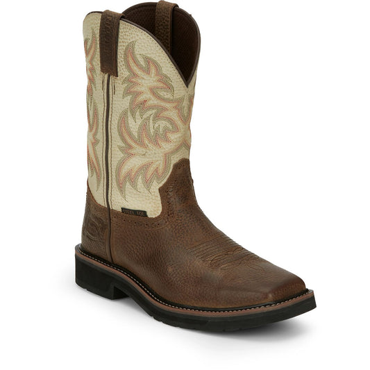JUSTIN DRILLER 11" STEEL TOE WORK BOOT COPPER WHITE - SE4684