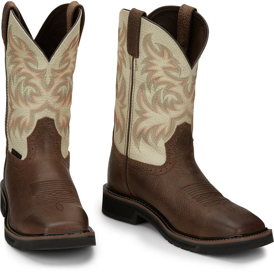 JUSTIN DRILLER 11" STEEL TOE WORK BOOT COPPER WHITE - SE4684