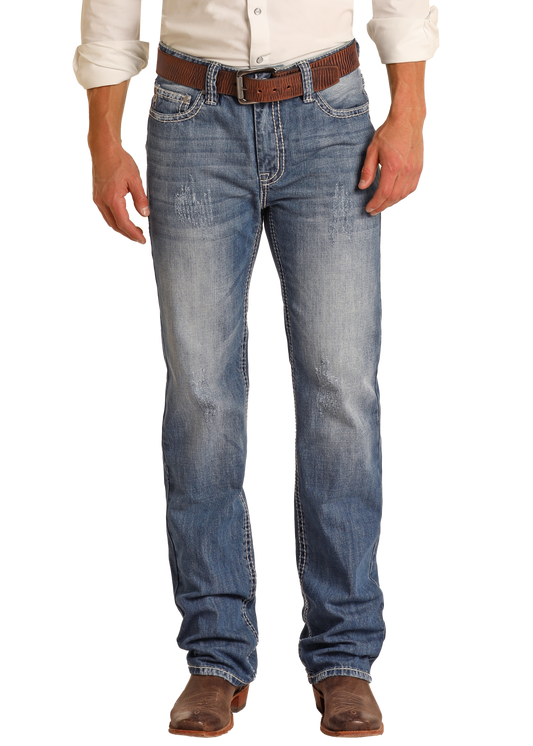 Rock & Roll Denim Double Barrel men's light wash relaxed fit straight leg jean M0S1612, front