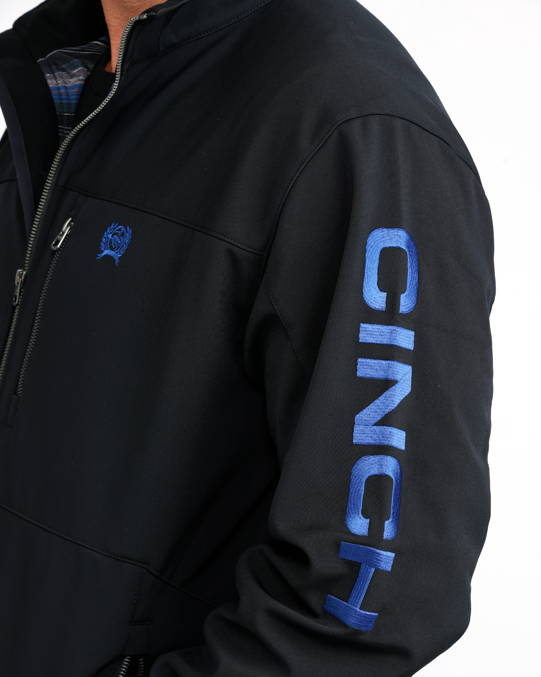 Cinch Men's Bonded Jacket MWJ1945001 in Black, open jacket detail