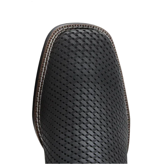 CUADRA MENS BOOT BLACK EMBROIDERY & LASER SQUARE TOE CU985-L