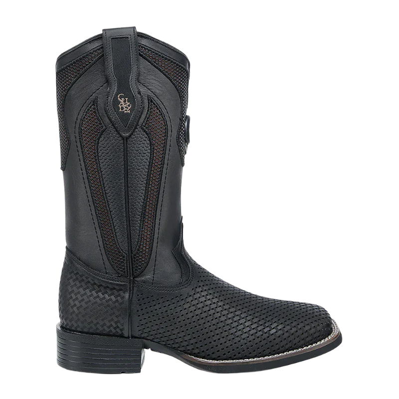 CUADRA MENS BOOT BLACK EMBROIDERY & LASER SQUARE TOE CU985-L