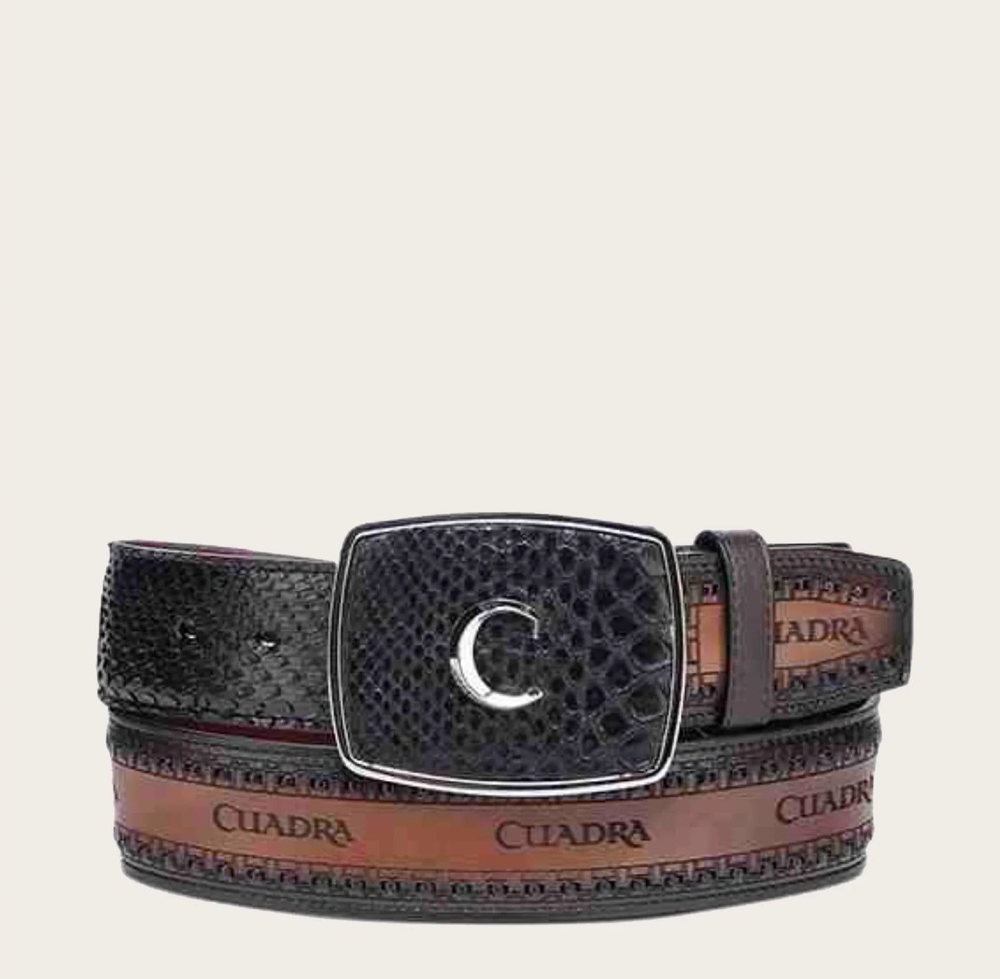 Cuadra Men’s Black Python Leather Western Belt BC378