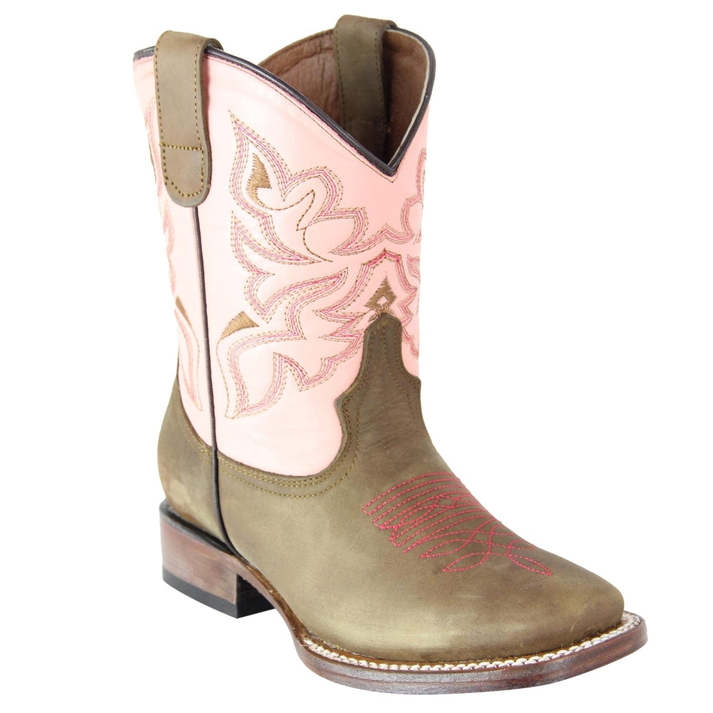 Tanner Mark TMG200653 Sissy girls western boot in Crazy Brown with pink top