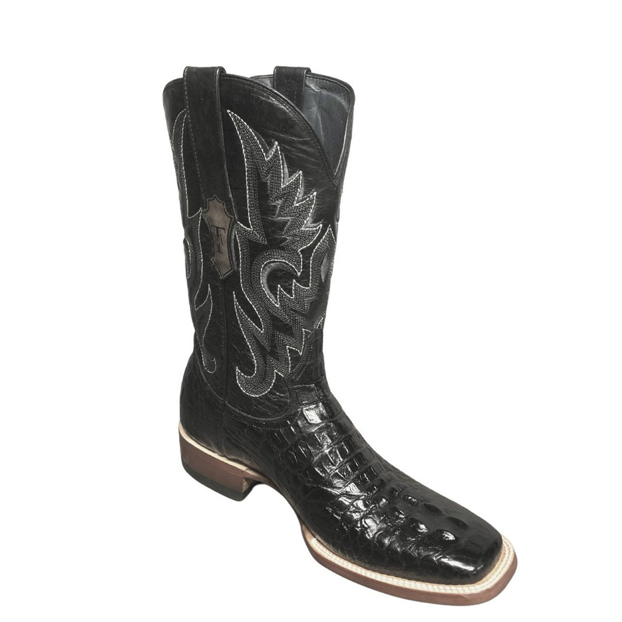 Tanner Mark Boots® Men's Black Hornback Print Square Toe Boots - TM201702