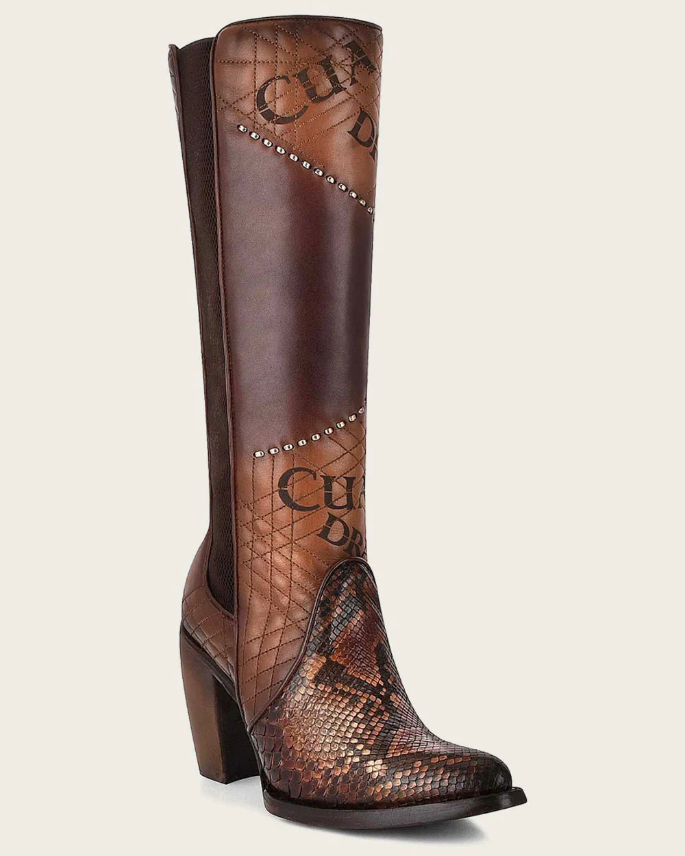 CUADRA WOMEN CU561 Tall engraved brown exotic PITON boot 3F66PH