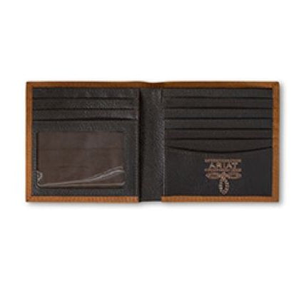Ariat® Men's Embossed Logo Brown Leather Bifold Wallet A3548244