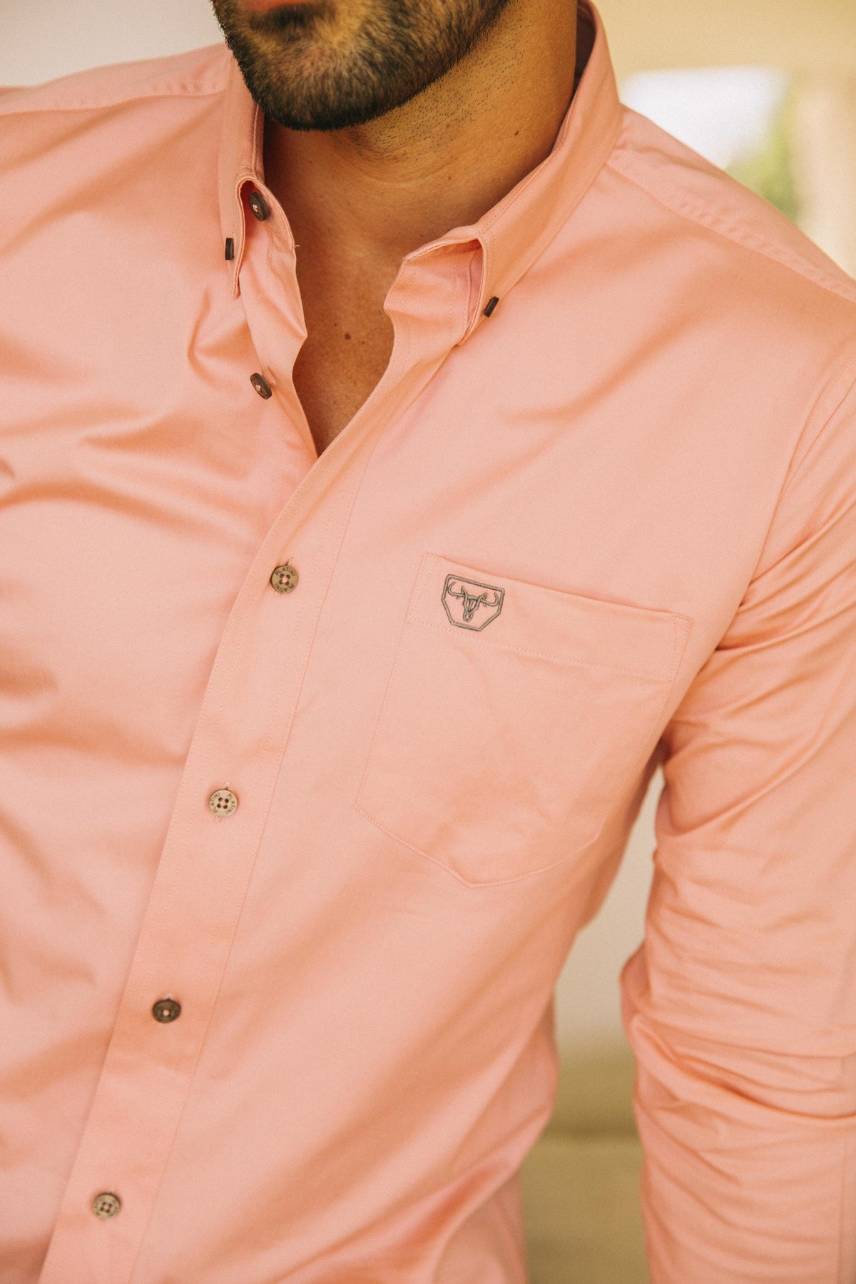 Platini CTL9826 Cattle Dress Shirt in pink, chest pocket with logo detail
