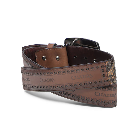 Cuadra BC424 men's brown python leather western belt, view 2