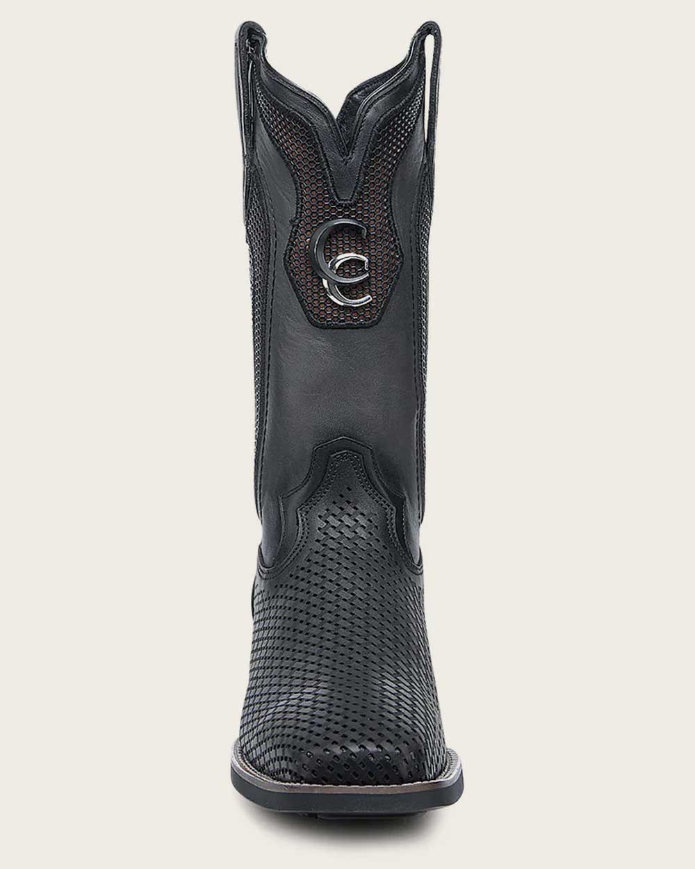 CUADRA CU985 - L MENS BOOT BLACK EMBROIDERY & LASER SQUARE TOE