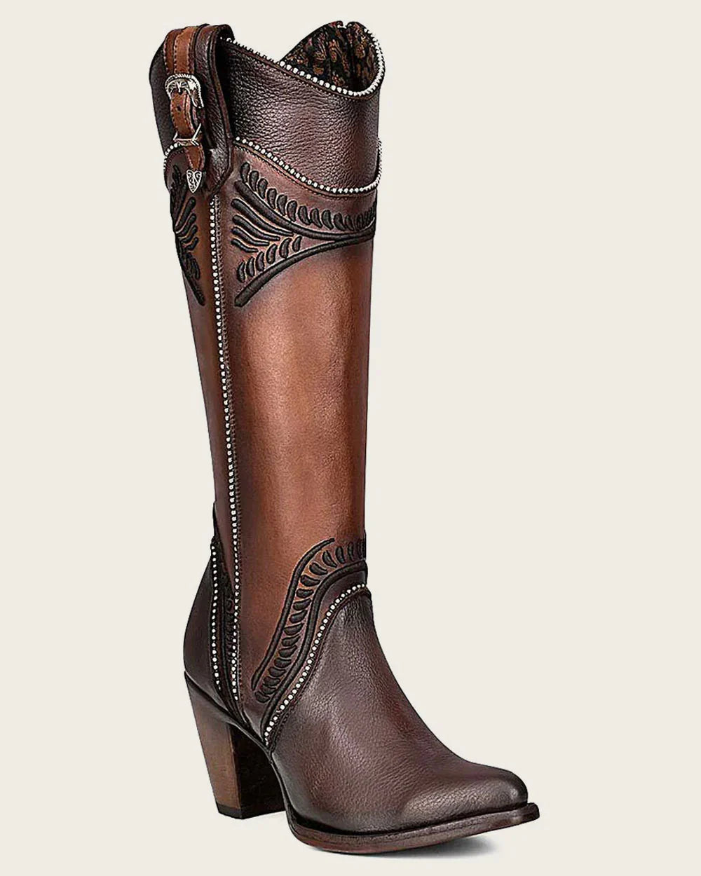 Cuadra Women Boots Damasco Chocolate Embroidery Round Toe CU583