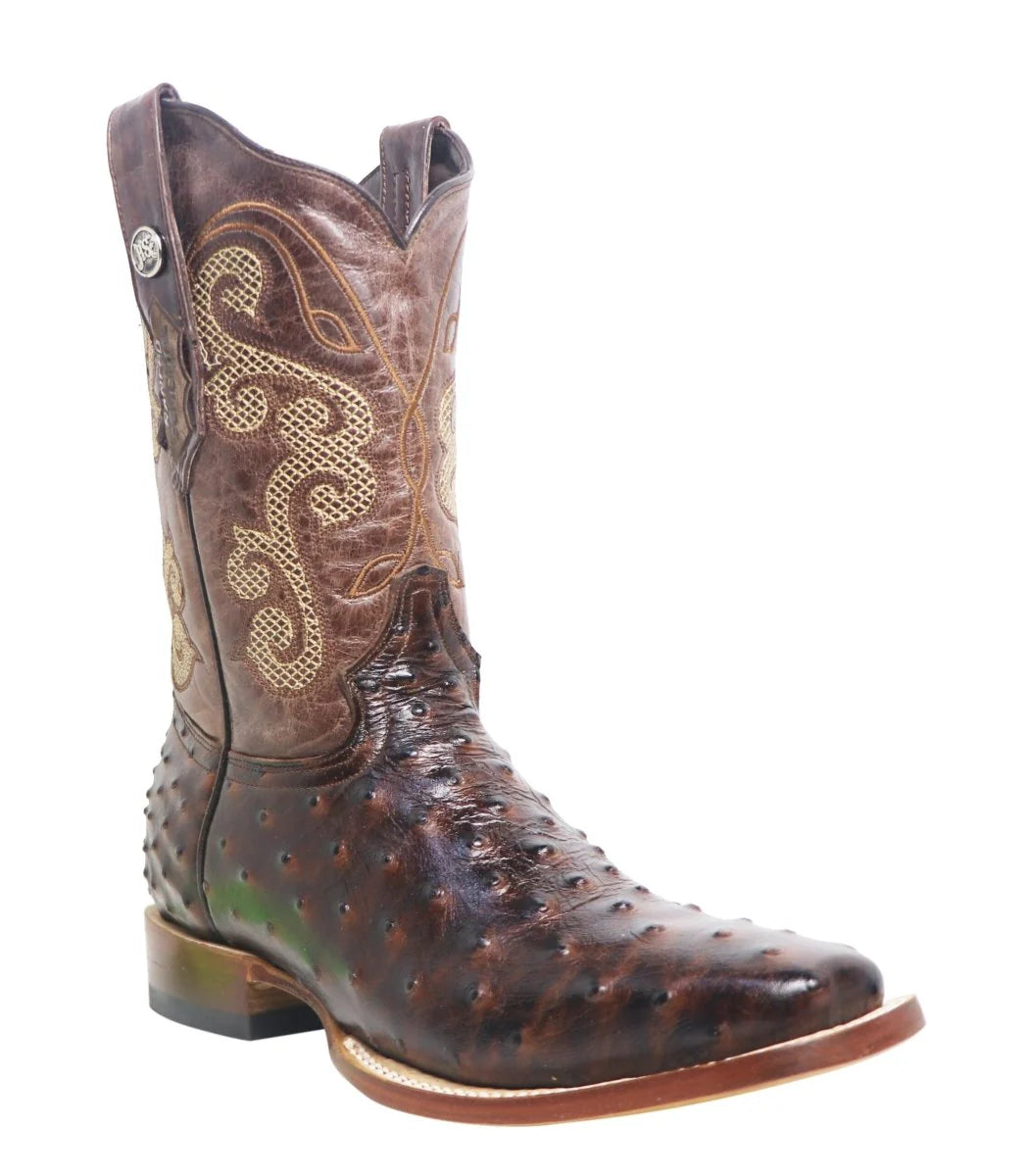 Ostrich Print Brown Western Boots Whit Brown Top - RSP200964
