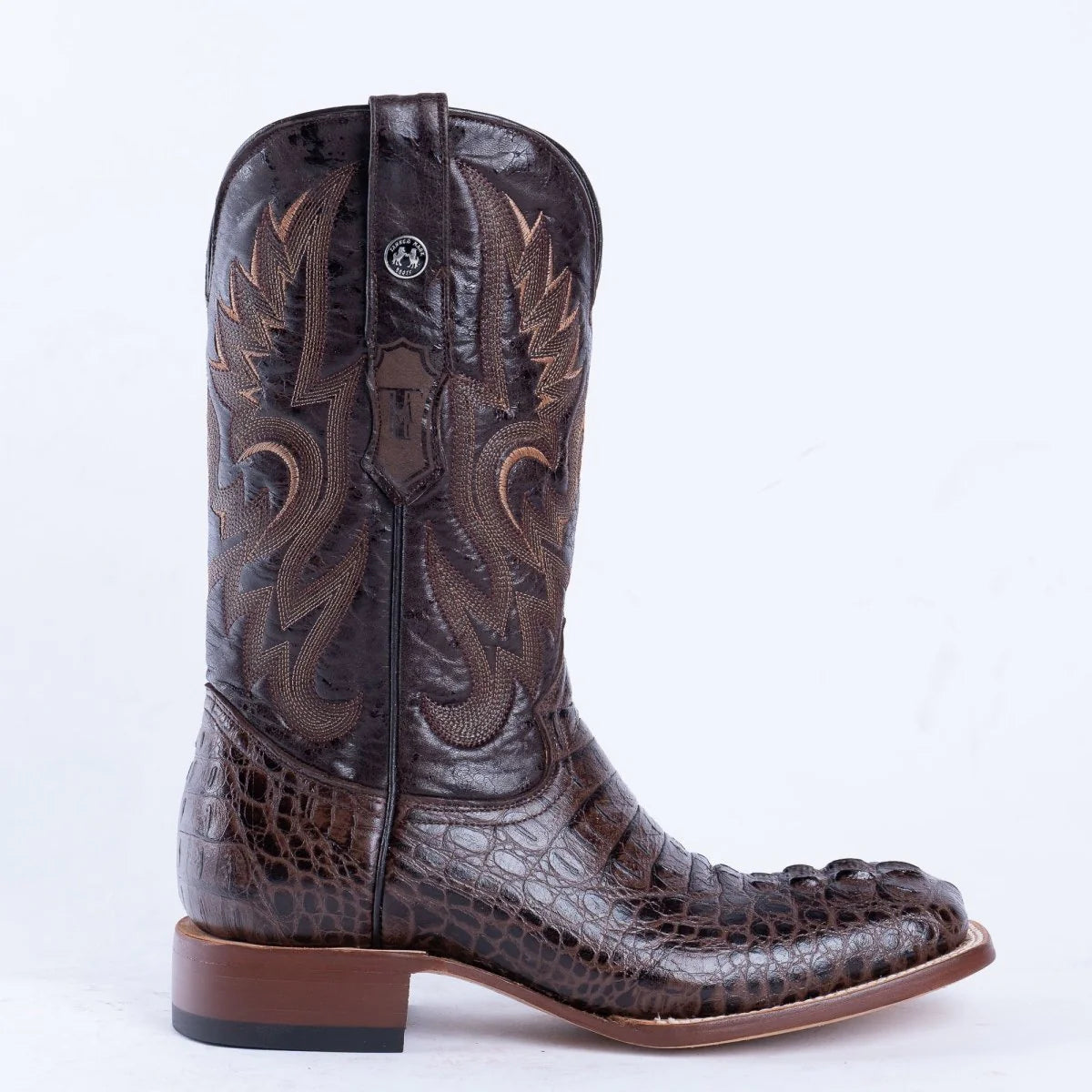 TANNER MARK Caiman Hornback Print Classic Brown / Marble Brown Top- TM201701