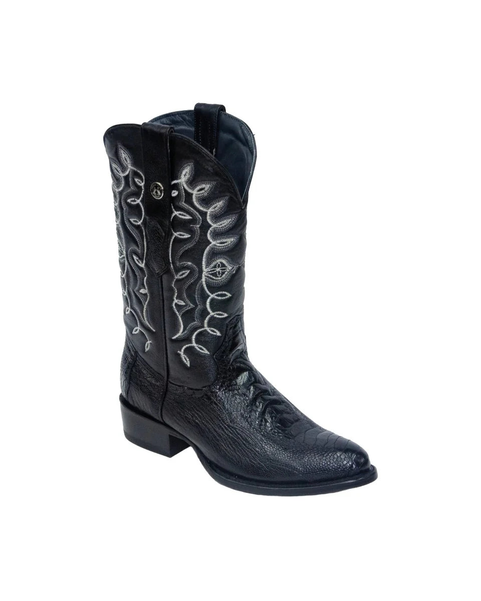 Tanner Mark TMX200462 men's genuine ostrich leg cowboy boot in black, EE width
