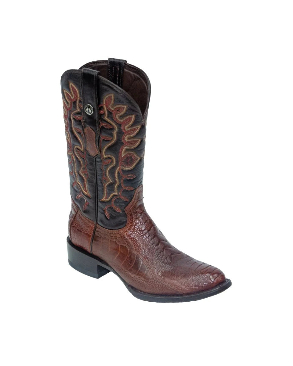 Tanner Mark TMX200464 men's genuine ostrich leg cowboy boot in cafe brown, EE width