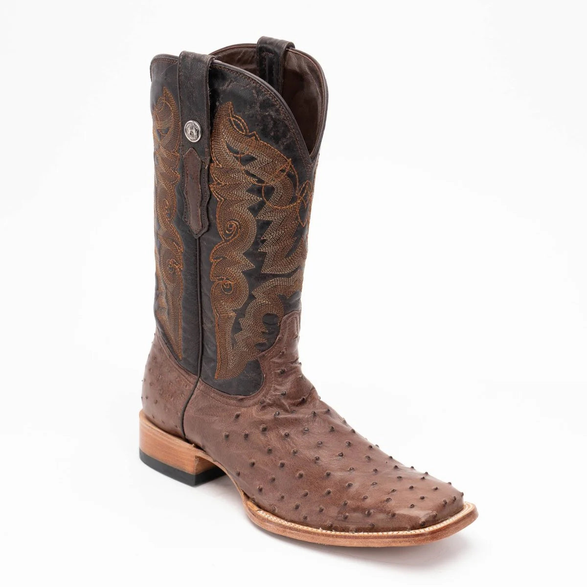 Tanner Mark TMX200478 men's full quill ostrich cowboy boot, Mad Dog cafe with Oklahoma top