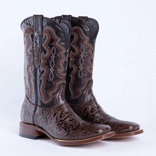 TANNER MARK Hand Tooled Classic Brown / Marble Brown Top - TM201707
