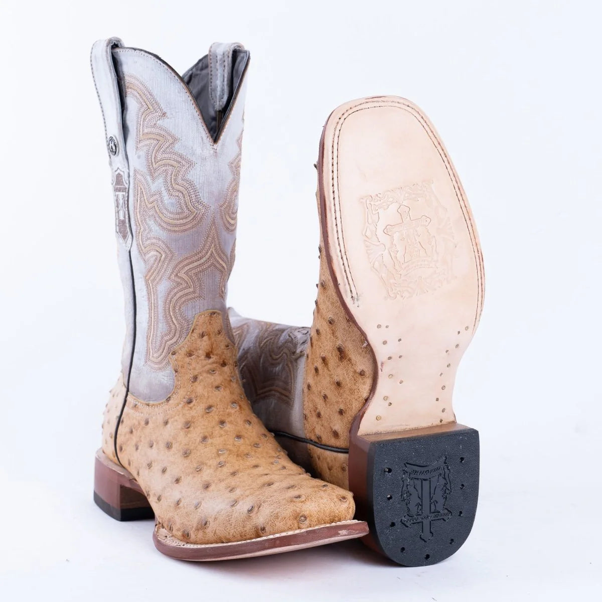 Tanner Mark Men's Dutton Print Ostrich Square Toe Boots Rustic Orix: TM207017