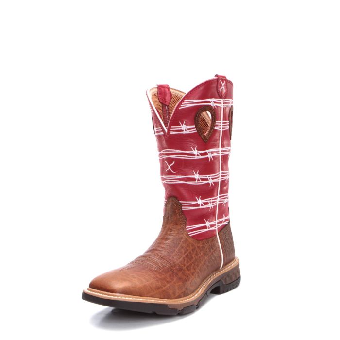 Twisted X Western Work Boot – Distressed Saddle & Ruby MXB0008