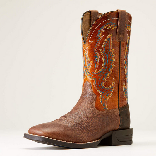 Ariat Steadfast brown leather western boot ready for break-in — Teres Western Wear, Dallas TX